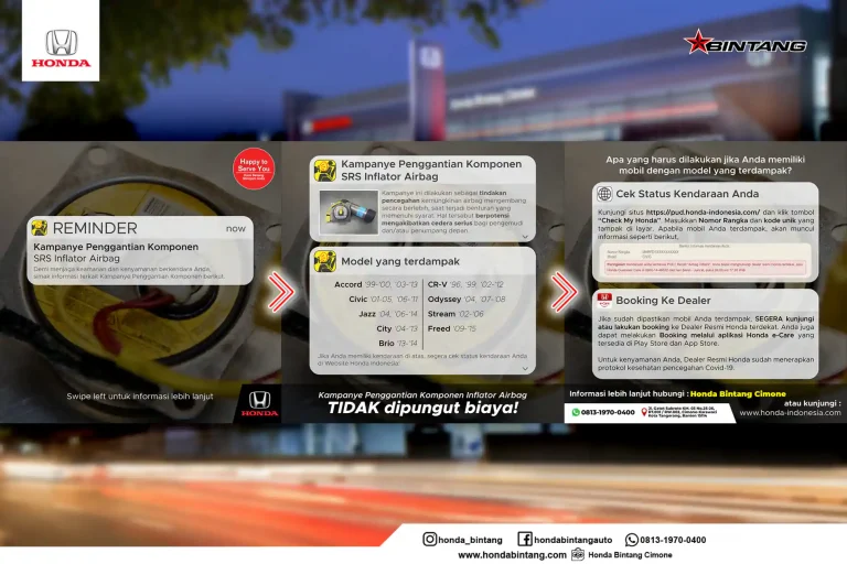 Himbauan Penggantian Komponen SRS Inflator Airbag | Gratis