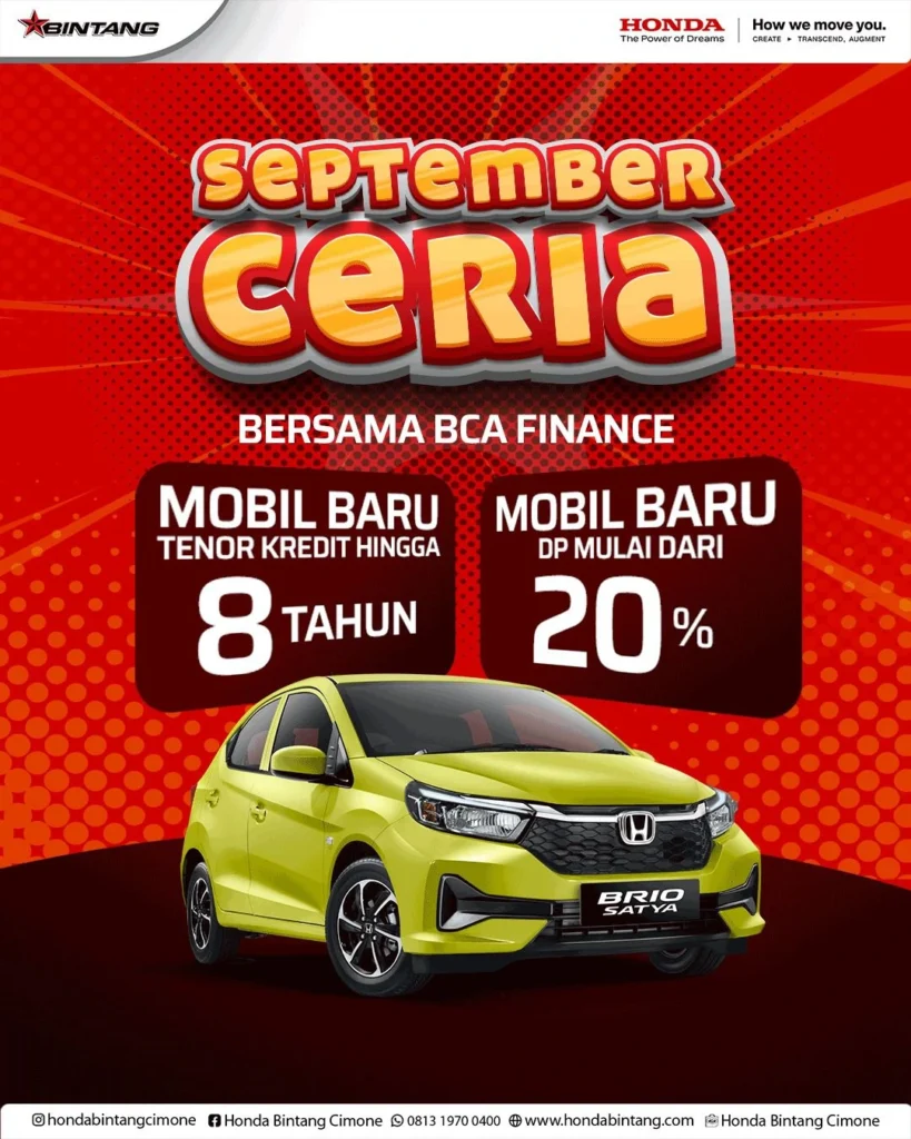 September Ceria Bersama Honda Bintang Cimone! ✨Mau punya mobil baru tapi masih mikir soal DP dan