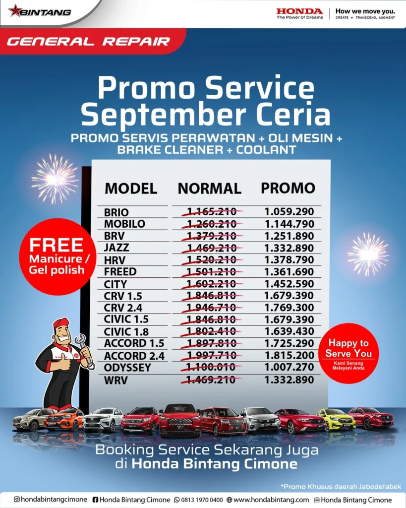 Promo Service Mobil Honda September 2025 Portrait