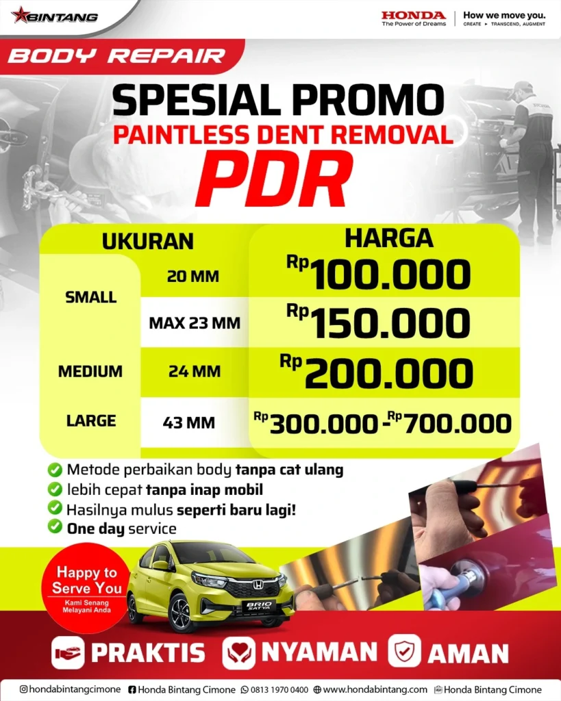Daftar Harga PDR Paintless Dent Removal