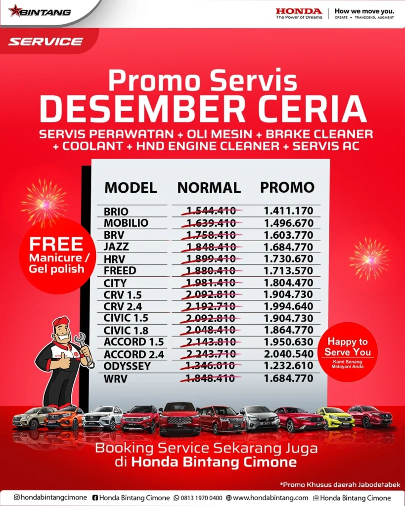 Promo Honda Servis Mobil desember 2025 Portrait