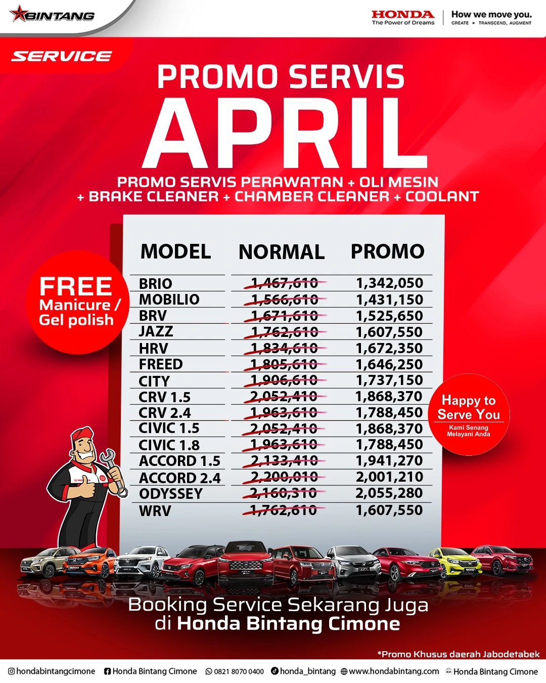 Promo Service Mobil Honda April 2026 port