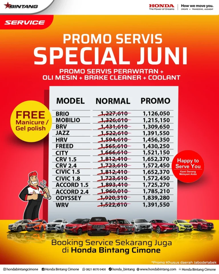 Promo Servis Mobil Honda Juni 2026