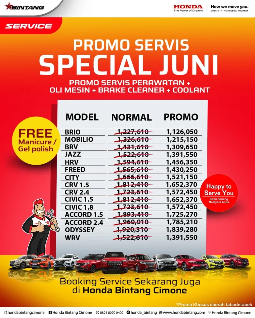 Promo Servis Mobil Honda Juni 2026