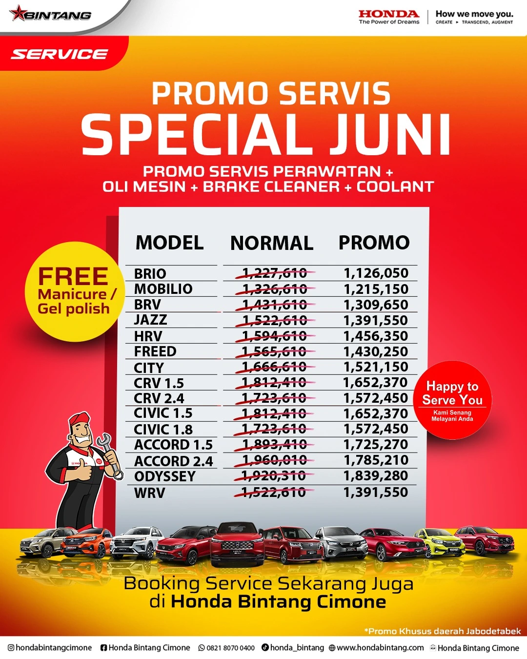 Promo Servis Mobil Honda Juni 2026